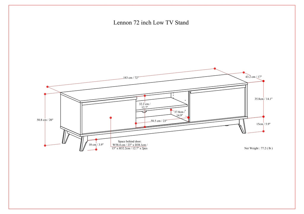 Lennon 72 inch Low TV Stand