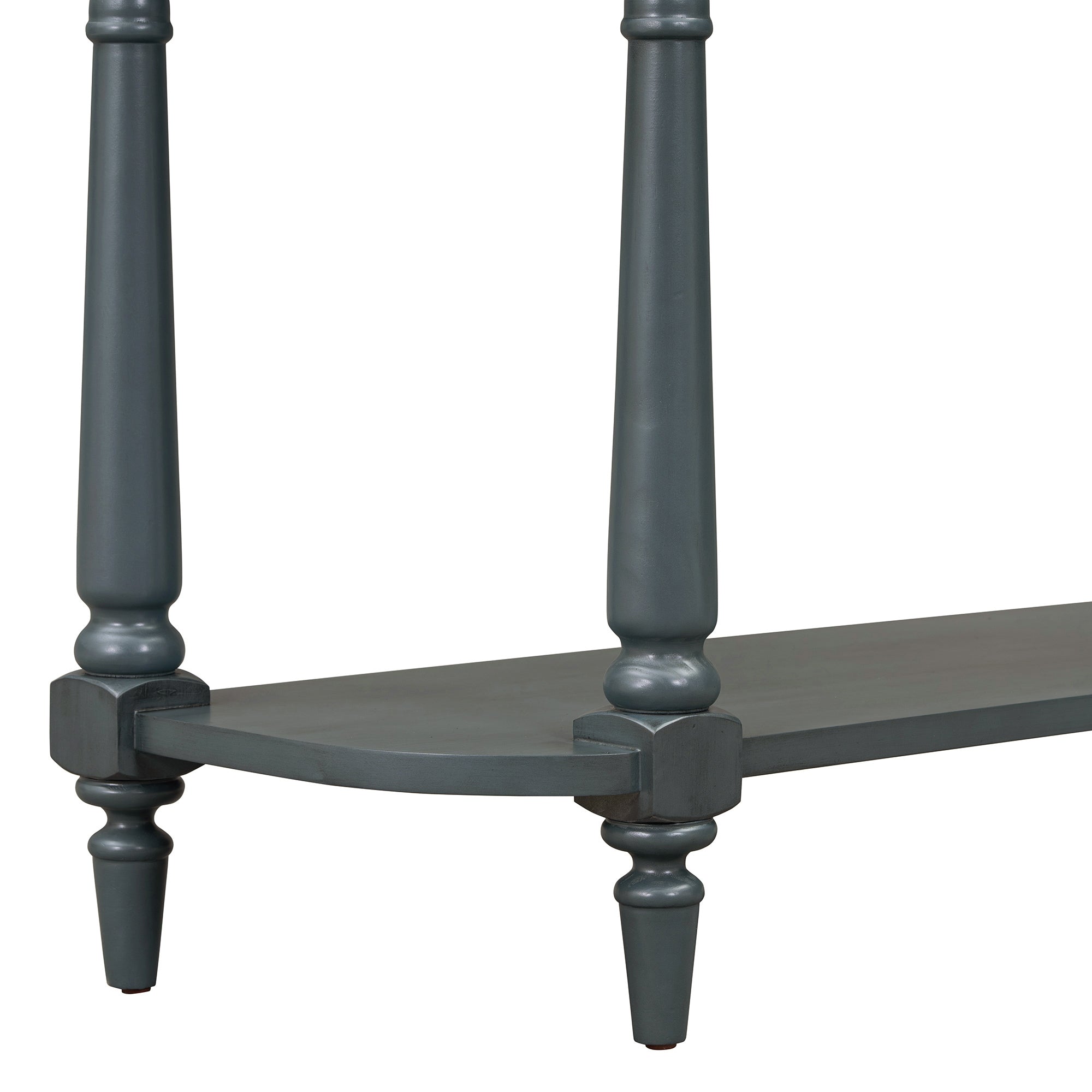 TREXM Narrow Console Table with Curved Corner, Retro Entryway Table with Top Drawer and Open Shelf, Sofa Table Console Tables for Entryway, Hallway and Living Room (Navy)