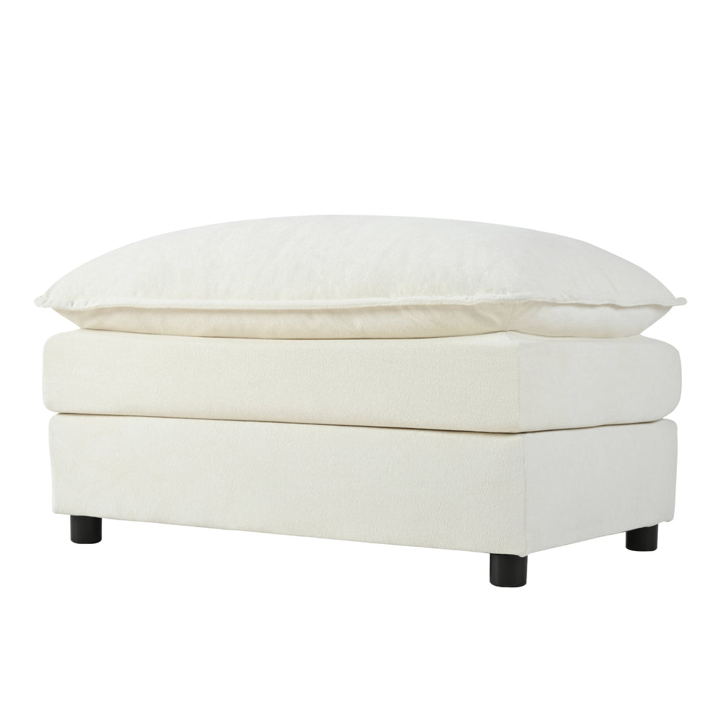 Deep Seat Sectional Sofa Cloud Couch with Ottoman,  Modern Chenille Comfy Love Seat Upholstered Modular L Shaped Couch for Living Room, Apartment, Office,DIY Combination,Beige