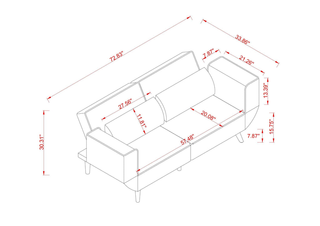 72.8'' Futon Sofa Bed, Sleeper Sofa, Small Couch with Adjustable Armrests, Adjustable Recliner Sleeper Sofa Bed for Living Room, Bedroom, Apartment, Beige