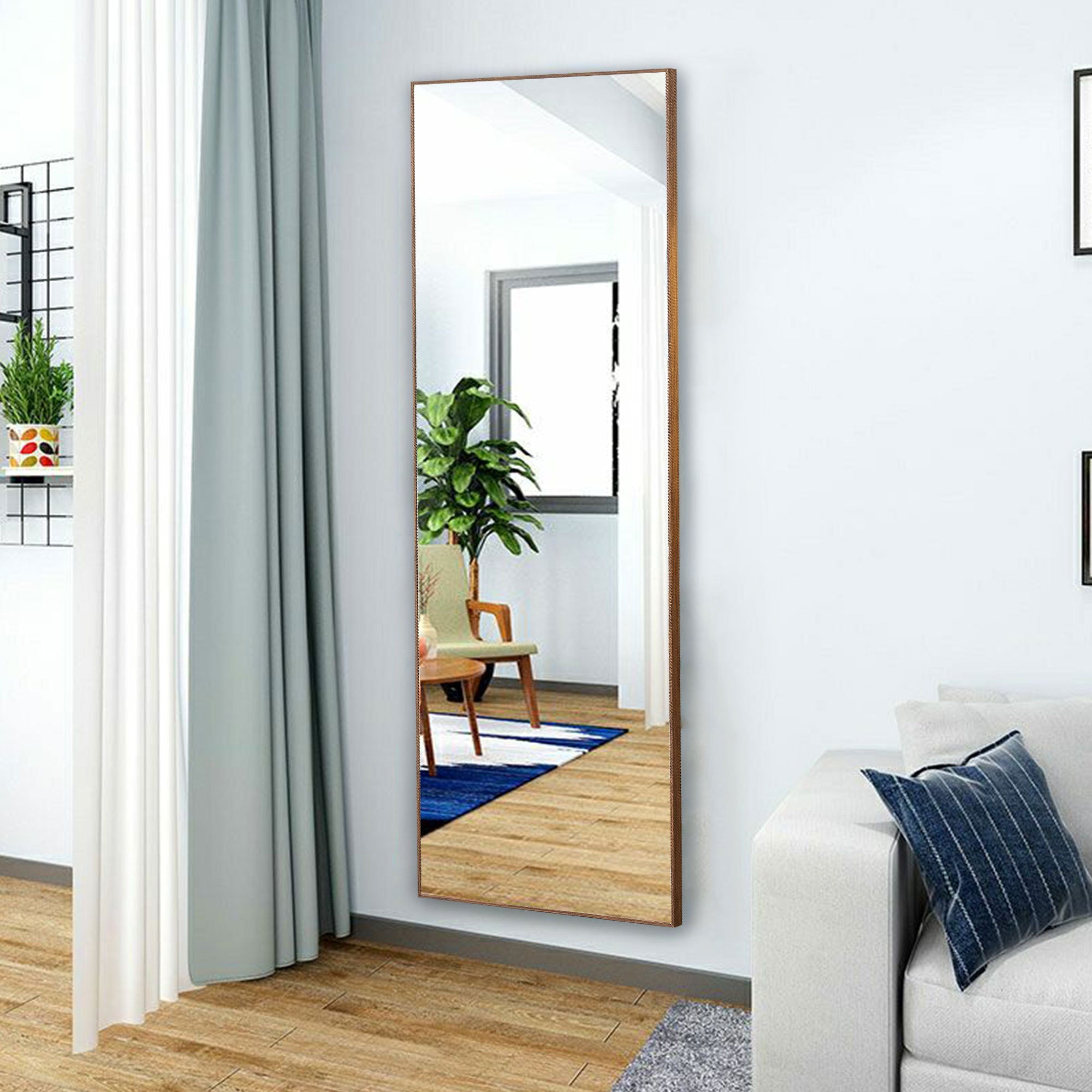 Clean and beautiful solid wood frame full-length mirror, dressing mirror, bedroom porch, decorative mirror, clothing store, floor standing large mirror, wall mounted. 65 "* 23"