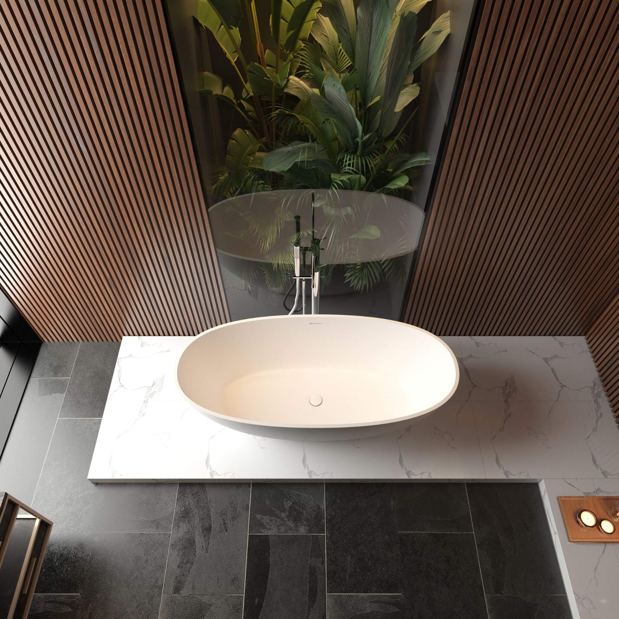 65" Luxury Freestanding Soaking Bathtub With Overflow And Pop-Up Drain (SAK69451)