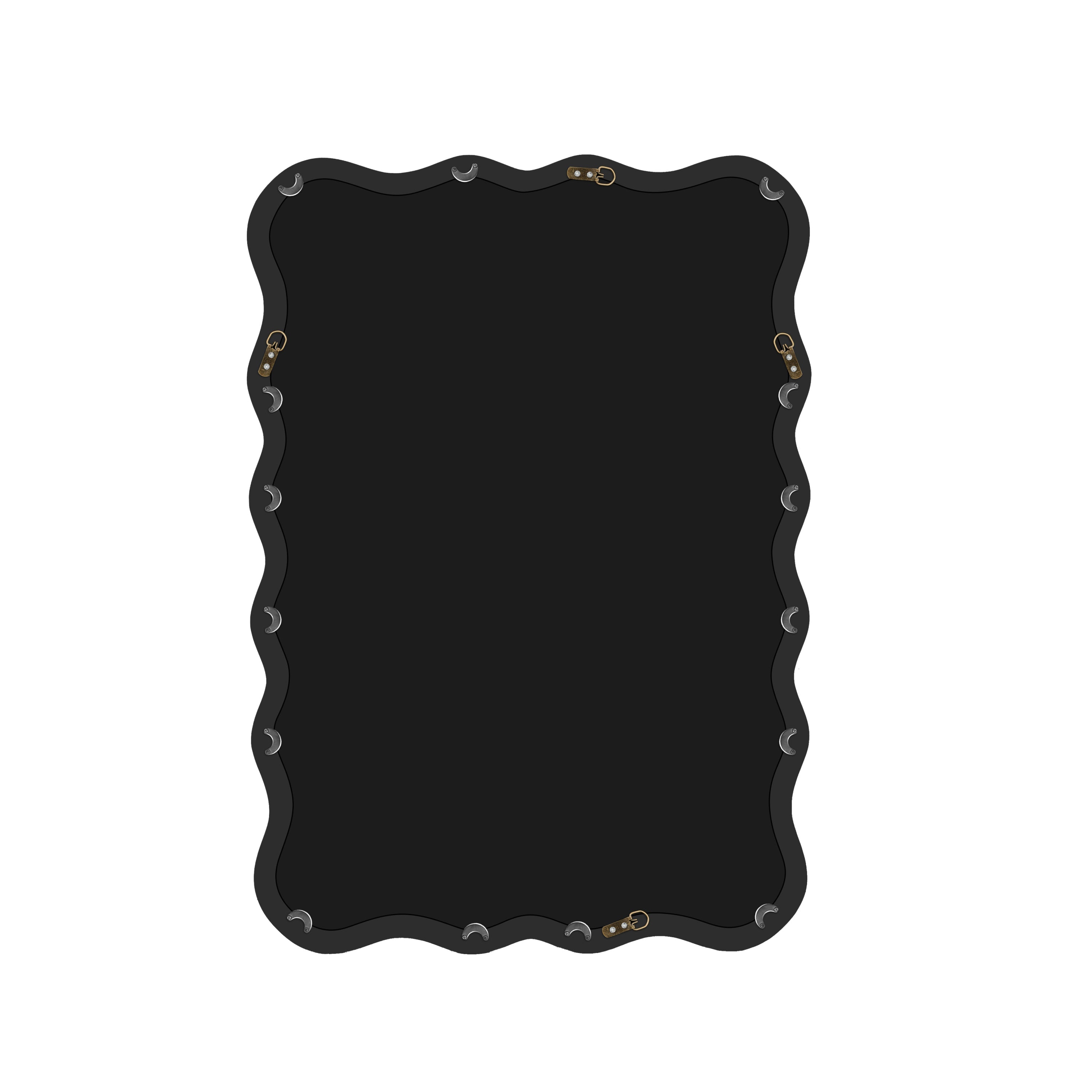 Solid Wood Wavy Rectangle Mirror-Black 40" x 28" Modern Mirror Wall Decor for Bathroom, Bedroom, Living Room, Dining Room, Cloakroom, Entryway