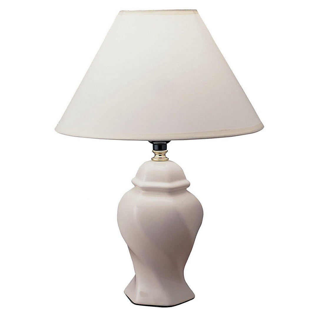 13' Tall Ceramic Table Lamp, Urn-Shaped with Ivory finish, Linen Shade