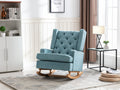 COOLMORE Nursery Rocking Chair Upholstered Mid Century Modern Rocker Oversized Armchair for Living Room with Solid Wood Base (Mint Green)