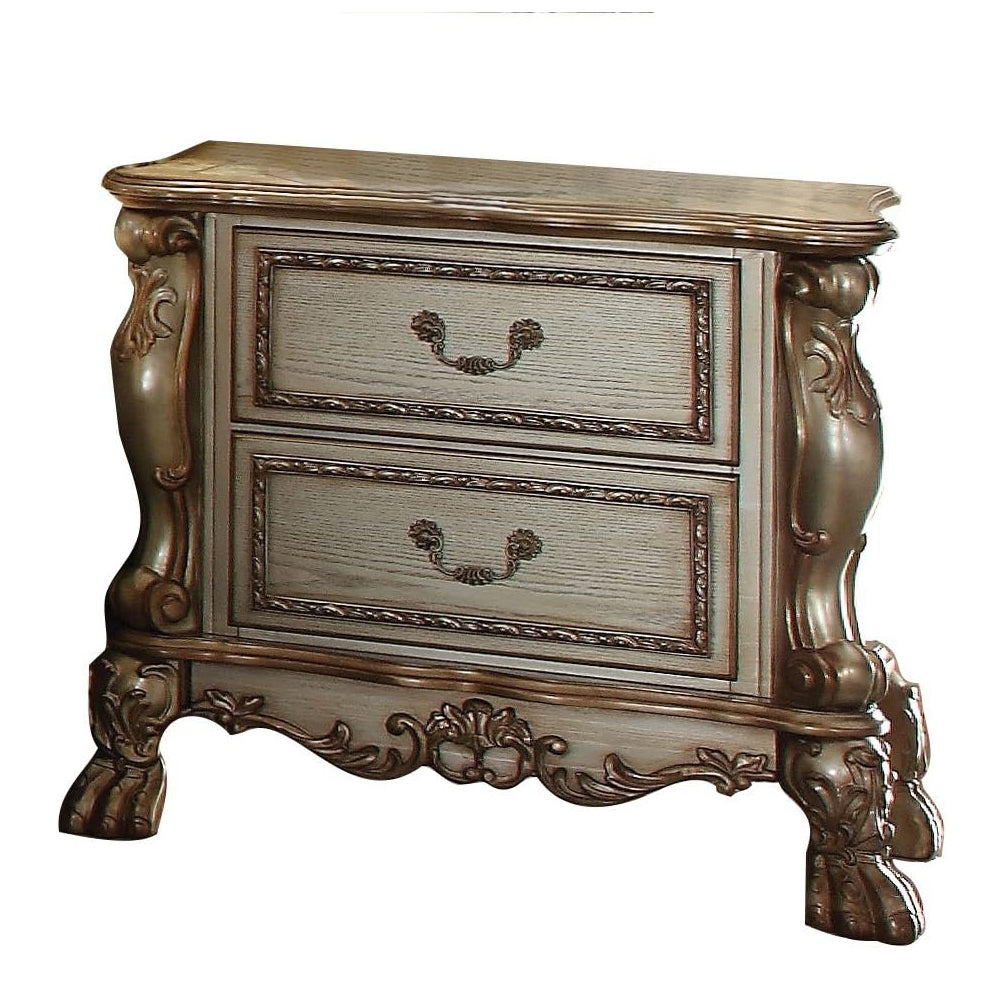 Gold Patina and Bone 2-Drawer Nightstand