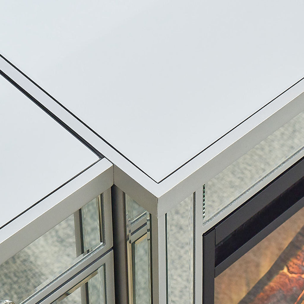 W 57' X D 15 ' X H 25.6' Flash silver combination TV fireplace cabinet