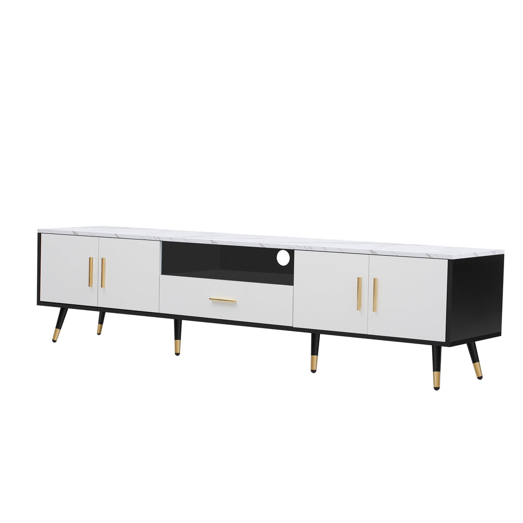 71'' Modern TV Stand with 2 Cabinets&  Open Compartments, Entertainment Center for TVs up to 80'', Television Console for Living Room, Bedroom, Home Theatre