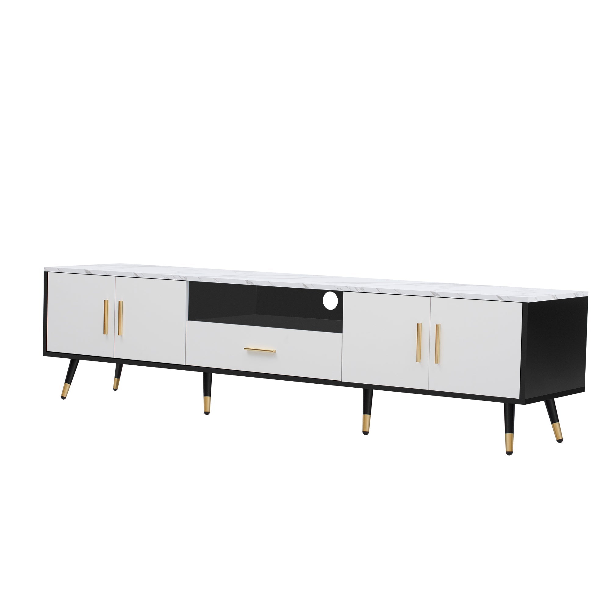 71'' Modern TV Stand with 2 Cabinets&  Open Compartments, Entertainment Center for TVs up to 80'', Television Console for Living Room, Bedroom, Home Theatre