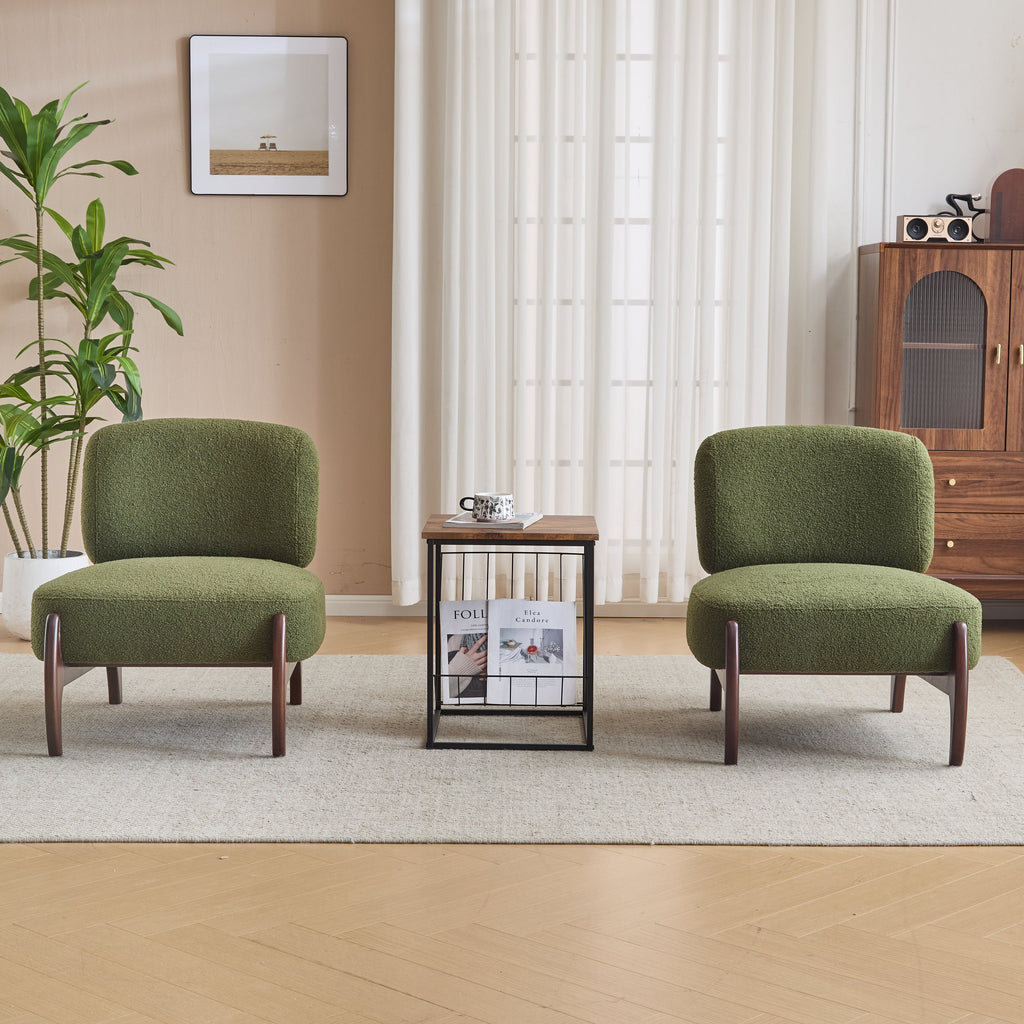 [Set of 2] 25.5' Modern Boucle Lounge Chair with Solid Wood Frame, Soft and Durable Boucle Upholstery, Perfect for Living Room, Bedroom, or Office
