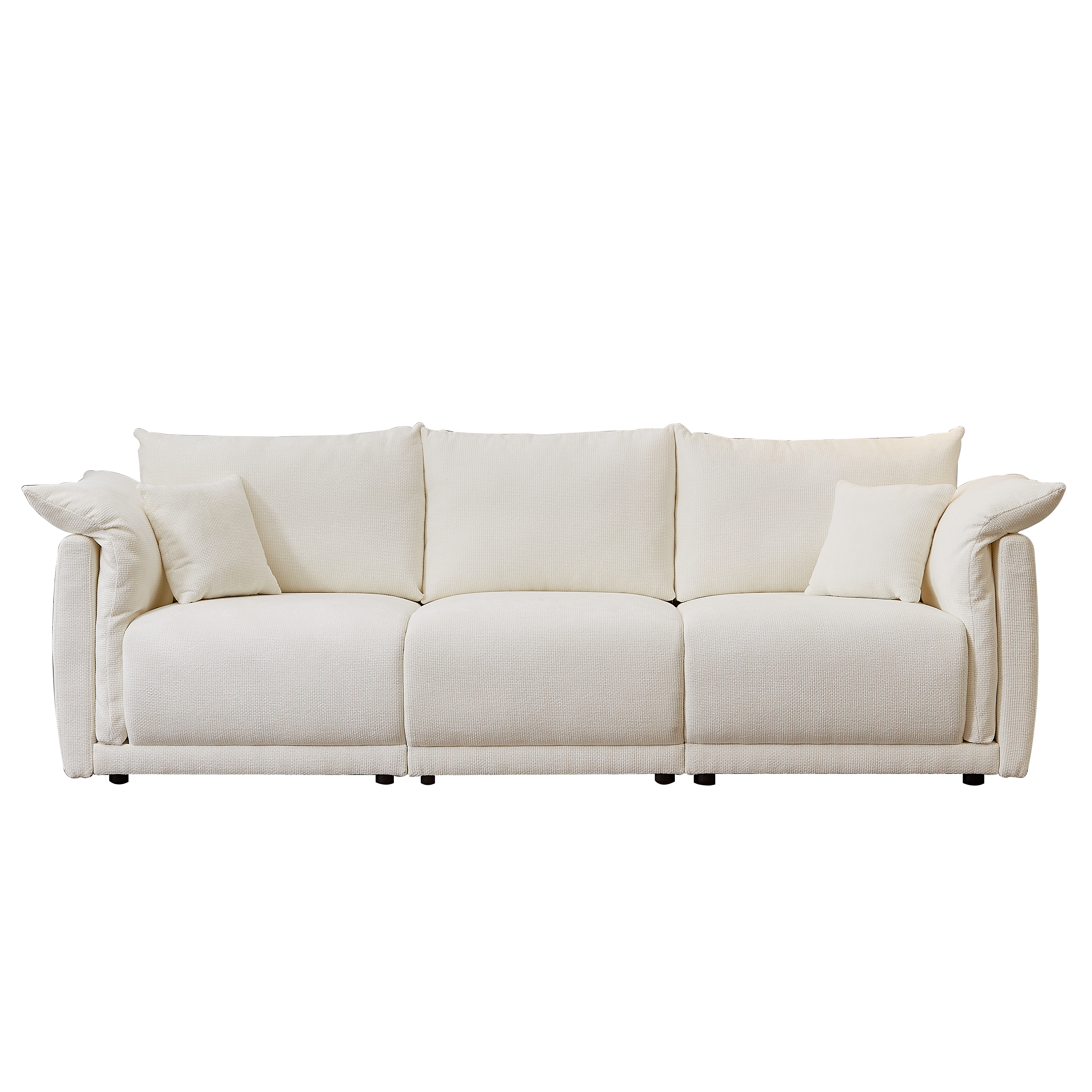 98.5' 3-seater sofa with unique design and soft arm pillows Contemporary style linen sofa with 3 comfortable cushions with 2 pillows Suitable for living room bedroom and office,beige