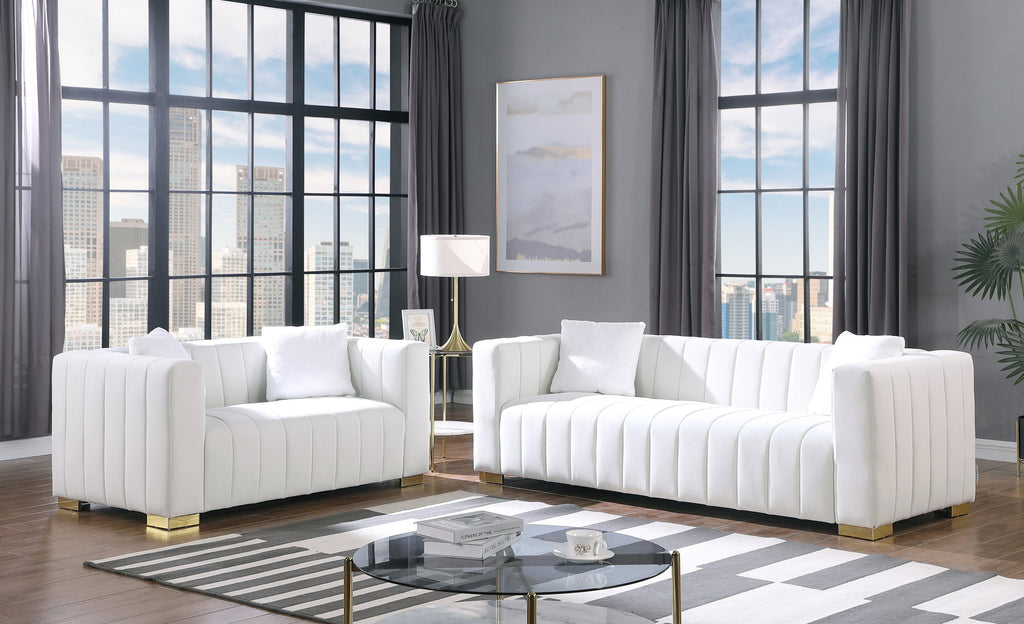 A modern  channel sofa  take on a traditional Chesterfield,White color,3 seater