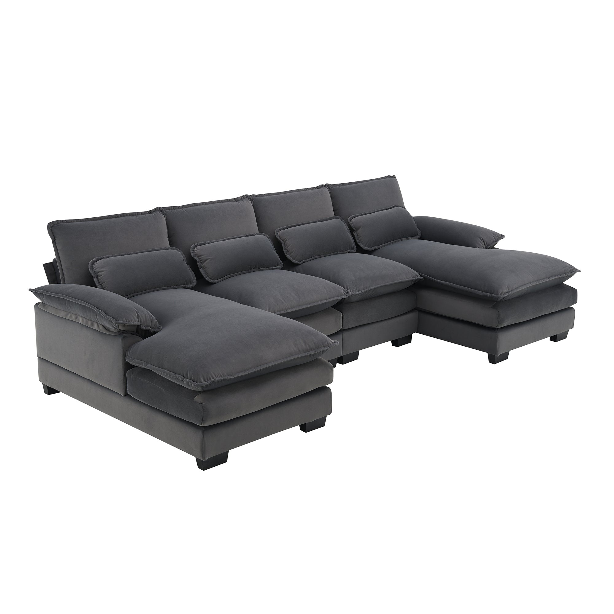 109.8*55.9' Modern U-shaped Sectional Sofa with Waist Pillows,6-seat Upholstered Symmetrical Sofa Furniture,Sleeper Sofa Couch with Chaise Lounge for Living Room,Apartment,5 Color