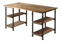 Vintage Industrial 1pc Writing Desk with 4 Open Shelves Rustic Poplar Finish Solid Wood and Metal Furniture Modern Design Office Table