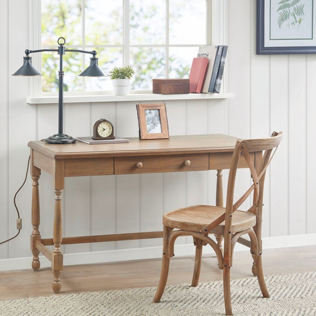 Tabitha Desk with Drawer and Turned Legs in Reclaimed Natural Finish