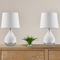 2-Tone Ceramic Table Lamp Set of 2 White/Silver See below