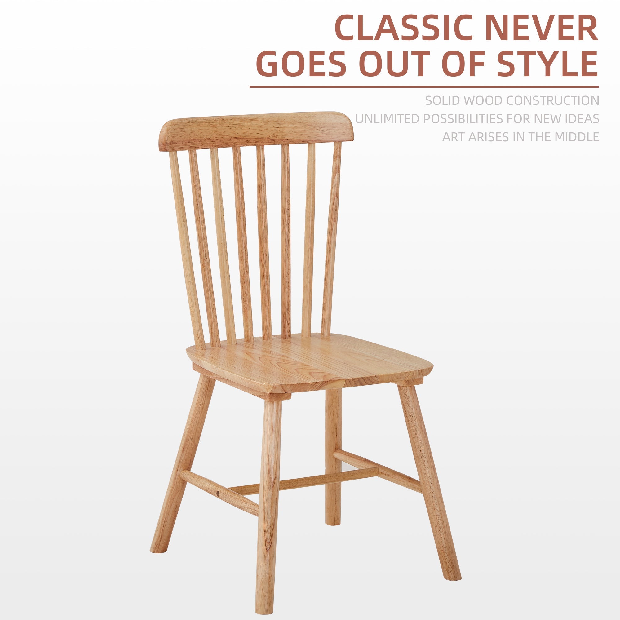 4pieces of dining chair, natural, rubber wood material, dining chair, solid wood chair, solid wood dining table chair, living room chair, simple and natural