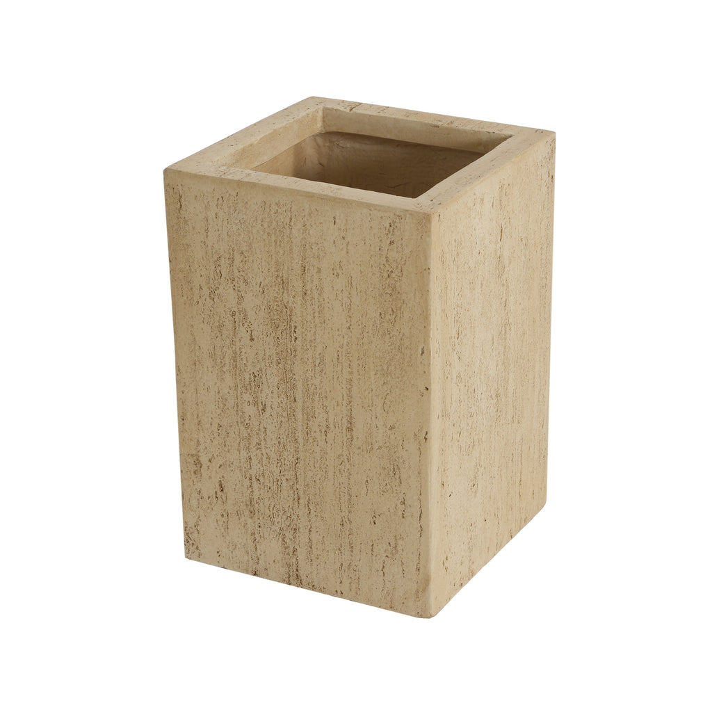 Handmade Travertine Planter Box, Antique Brown, Magnesium Oxide, 19.75'H