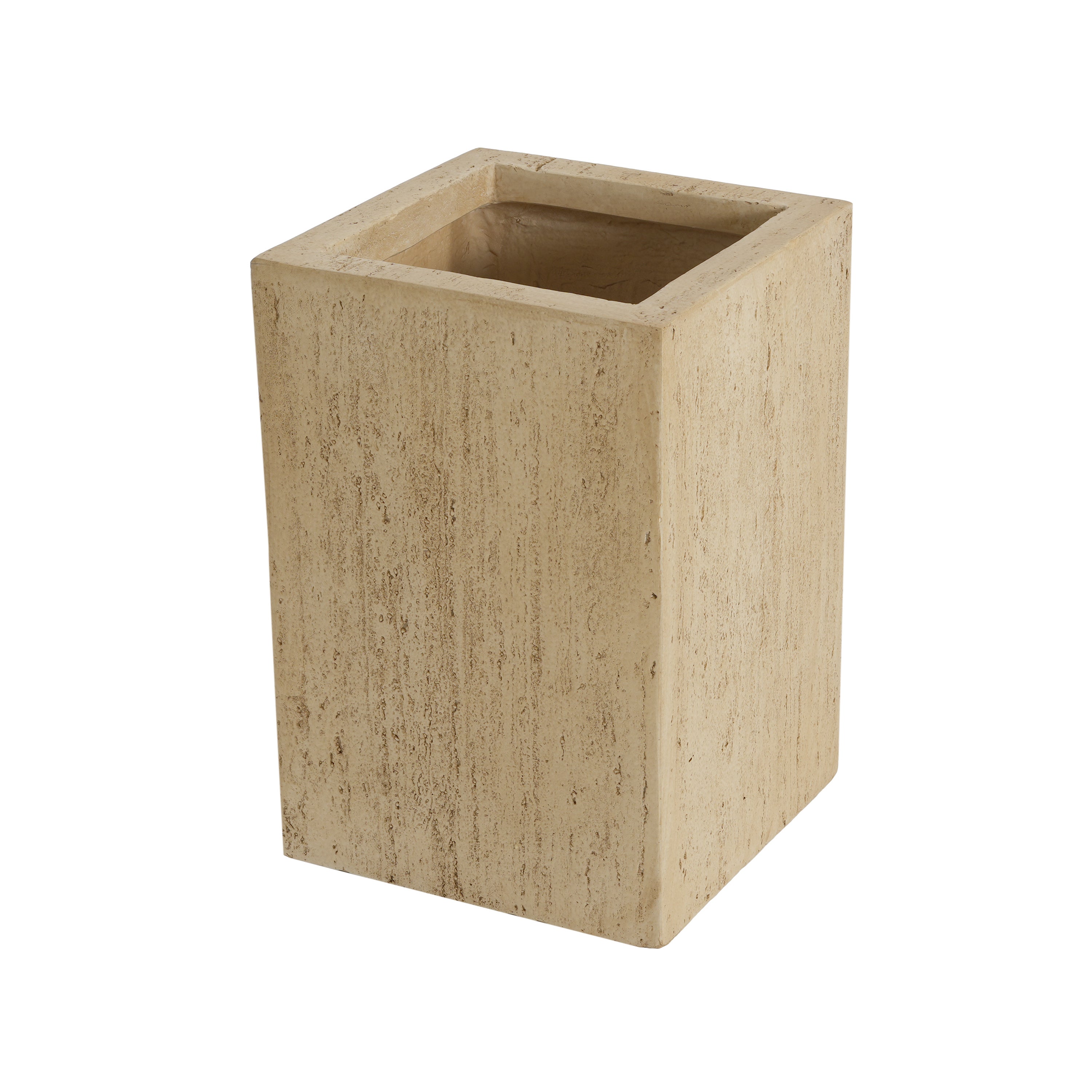 Handmade Travertine Planter Box, Antique Brown, Magnesium Oxide, 19.75'H