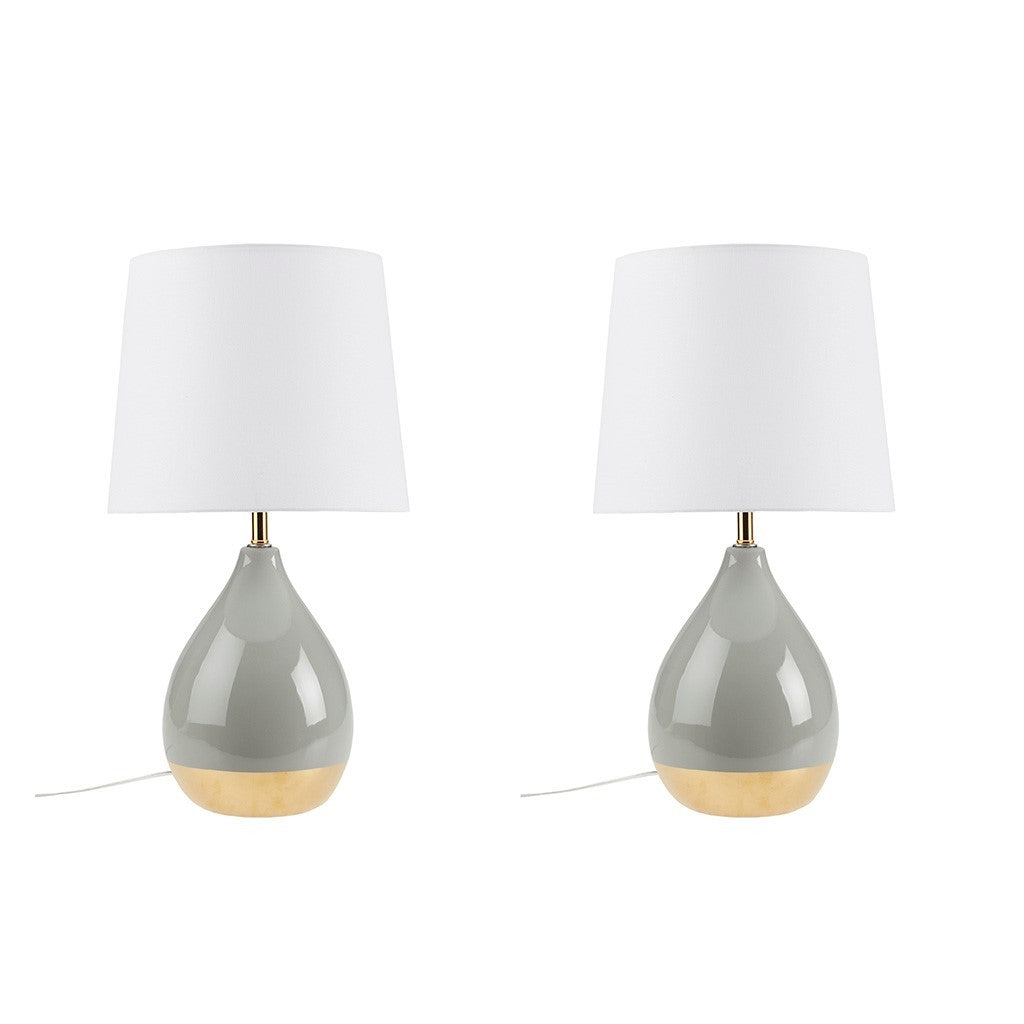 2-Tone Ceramic Table Lamp Set of 2 Sage Green/Gold See below
