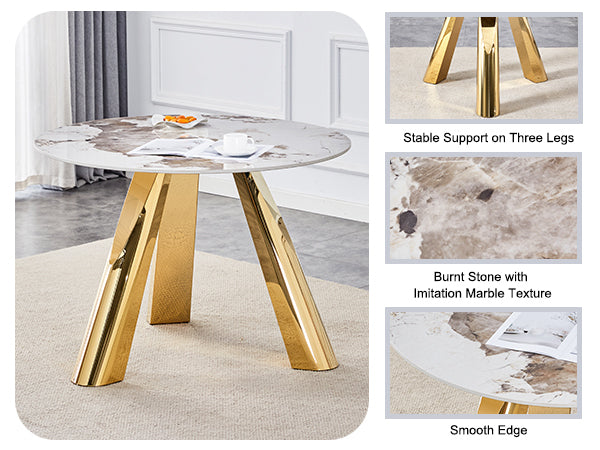 42' Luxury Sintered Stone Table: 0.45' Durable Top + 6' Steel Legs, 350lb Capacity, Stain/Heat-Resistant White/Gray Veined Surface - Modern Minimalist Design