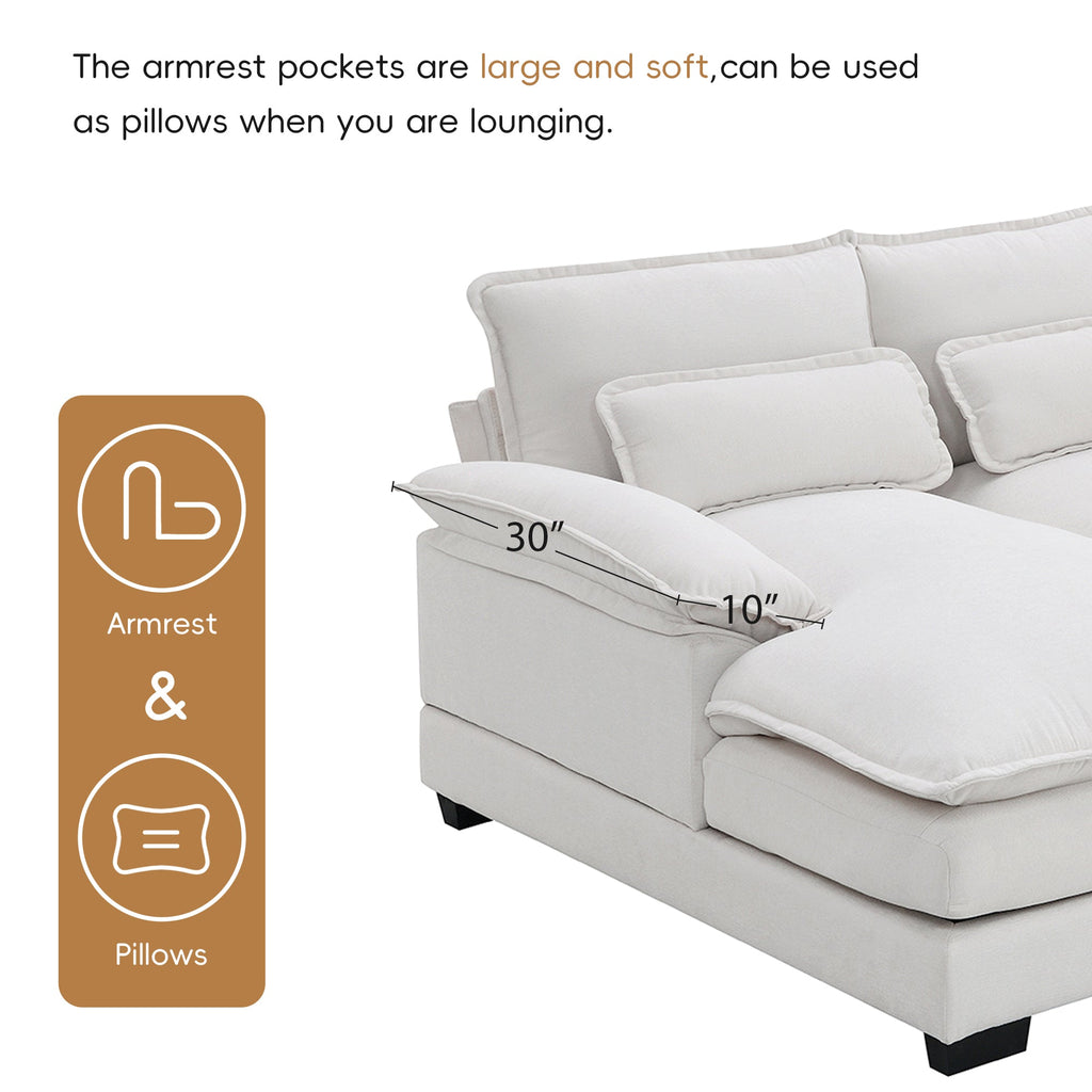 110*55' Modern U-shaped Sectional Sofa with Waist Pillows,6-seat Upholstered Symmetrical Sofa Furniture,Sleeper Sofa Couch with Chaise Lounge for Living Room,Apartment,5 Color