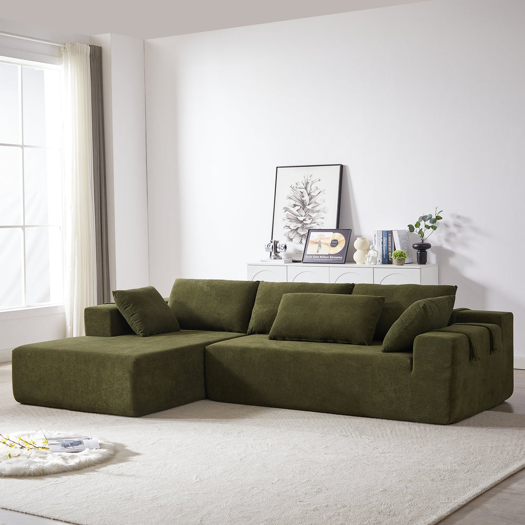 Modern Chenille Upholstered Sectional Sofa Couch Set,Modular 108' L Shaped Sectional Living Room Sofa Set With 6 Pillows,Free Combination Sofa Couch for Living Room,Bedroom(Left Chaise)