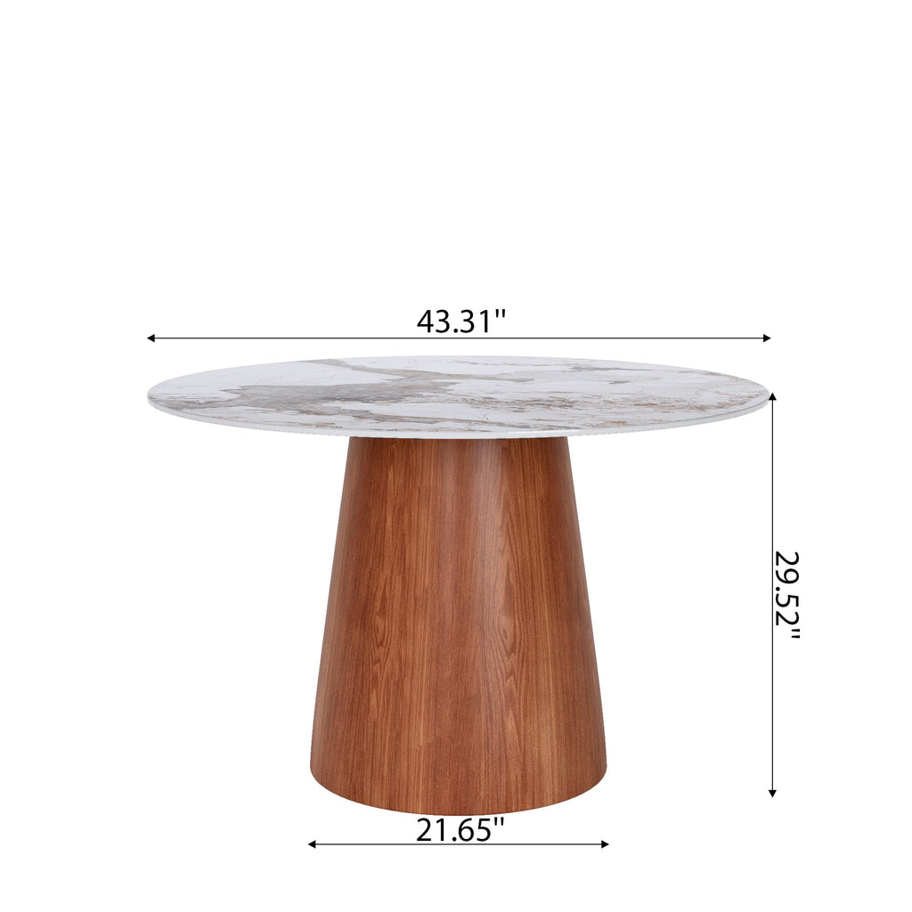 Small Round Solid Wood Pedestal Dining Table Table 43' For 2-4 Person - Colorful