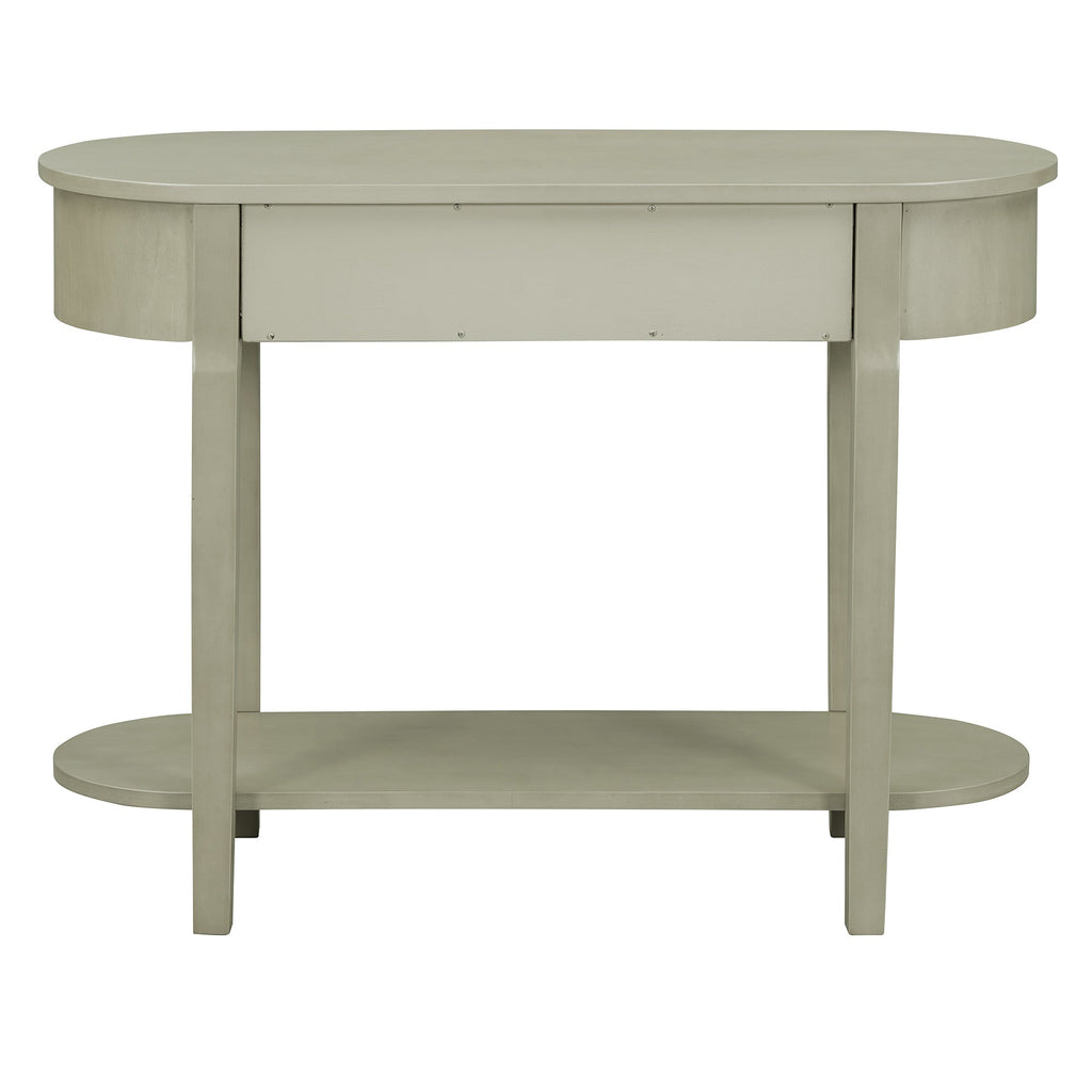 TREXM Elegant Retro Console Table with Curved Design and Smooth Glaze for Entryways, Living Rooms and hallways (Grey)