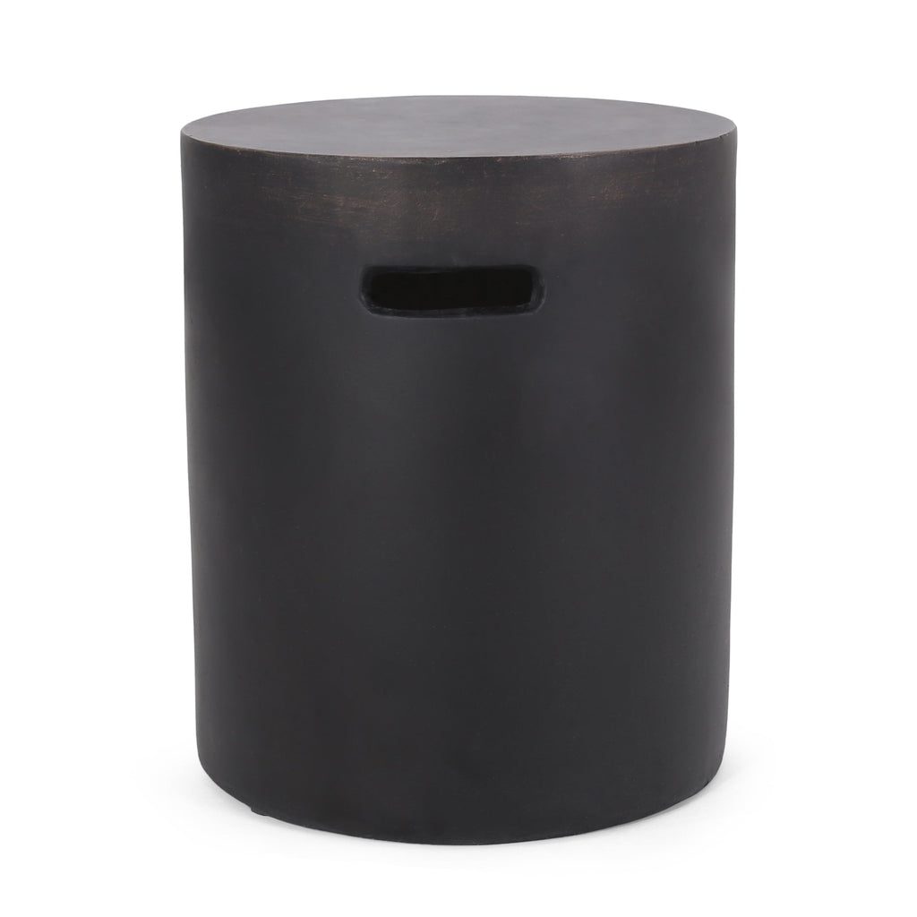 Outdoor End Table with Cutout Handle, Copper