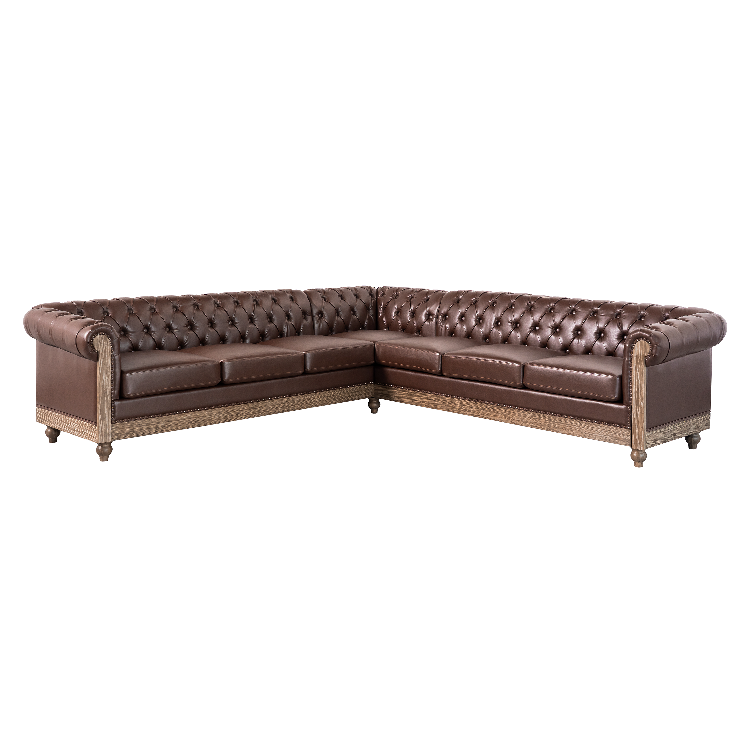 Mirod Comfy Large Sectional Sofa with Wooden Legs, Retro Style for Living Room