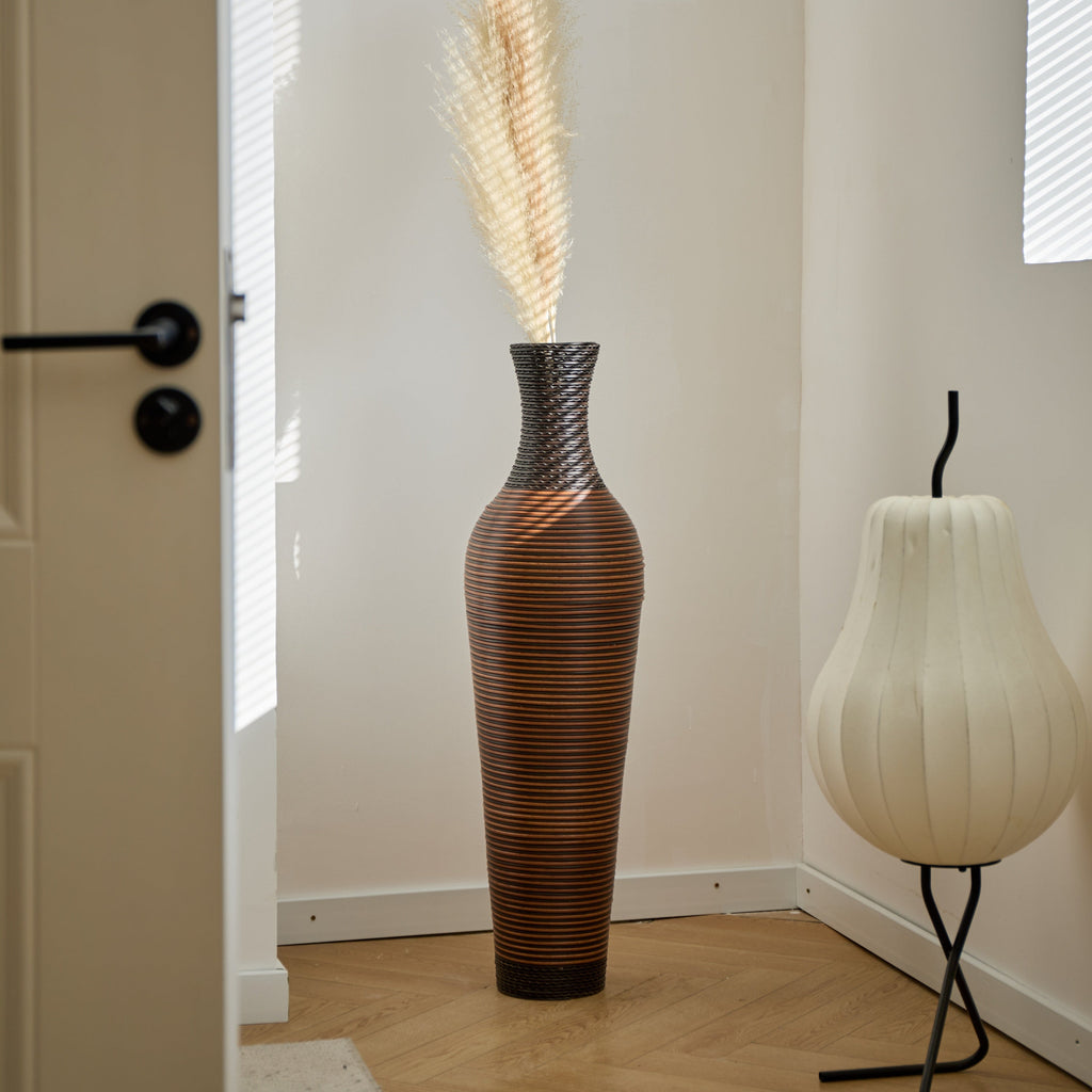 39' Tall Standing Designer Floor Vases with Elegant Two-Tone Dark Brown Finishes - Ideal for Decorating Living Rooms, Bedrooms, Entryways Perfect for Decorating Your Home