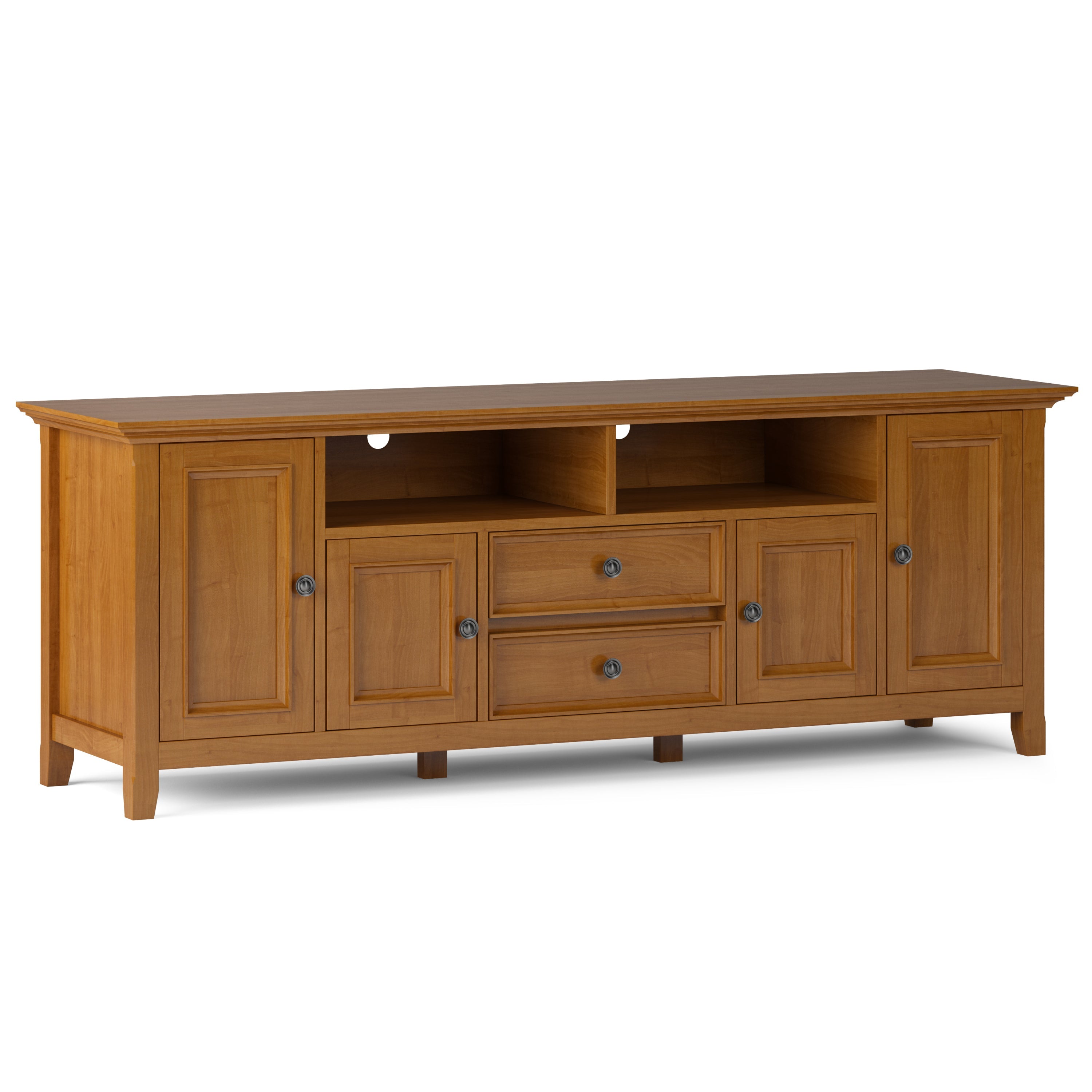 Amherst 72 inch Solid Wood TV Media Stand in Light Golden Brown