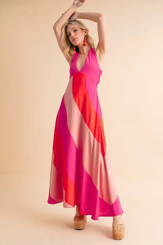 Aemi+Co Color Block Sleeveless Maxi Dress