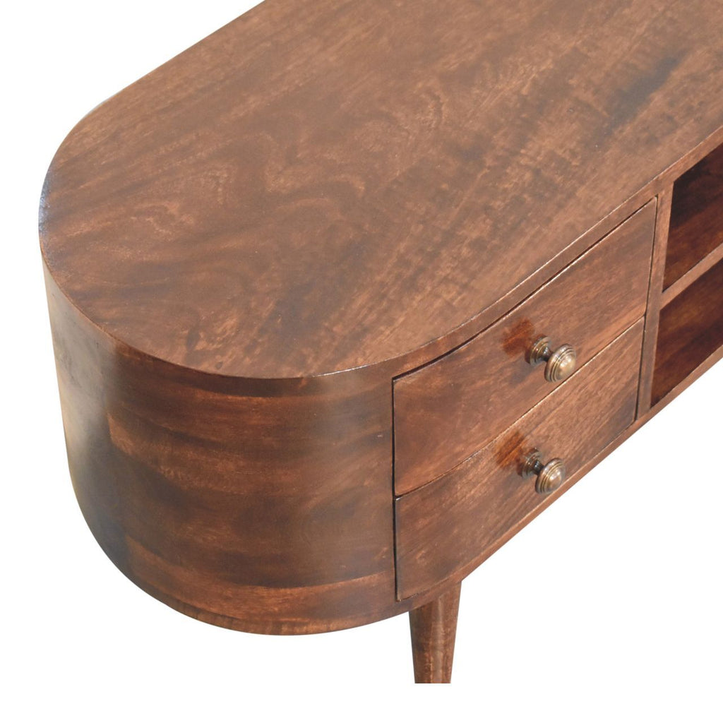 Solid Wood California Walnut Rounded Entertainment Unit
