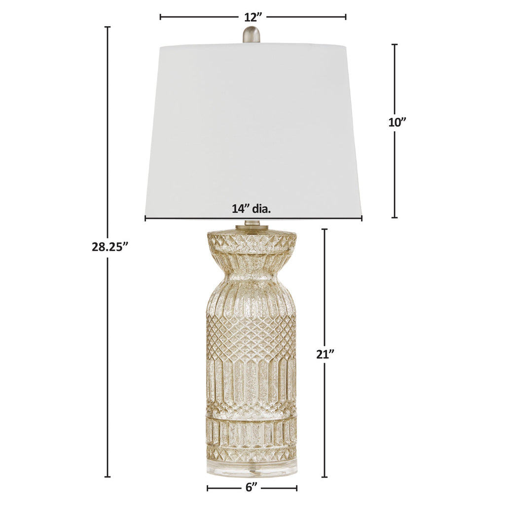 Textured Glass and Acrylic Base Table Lamp Antique Silver See below
