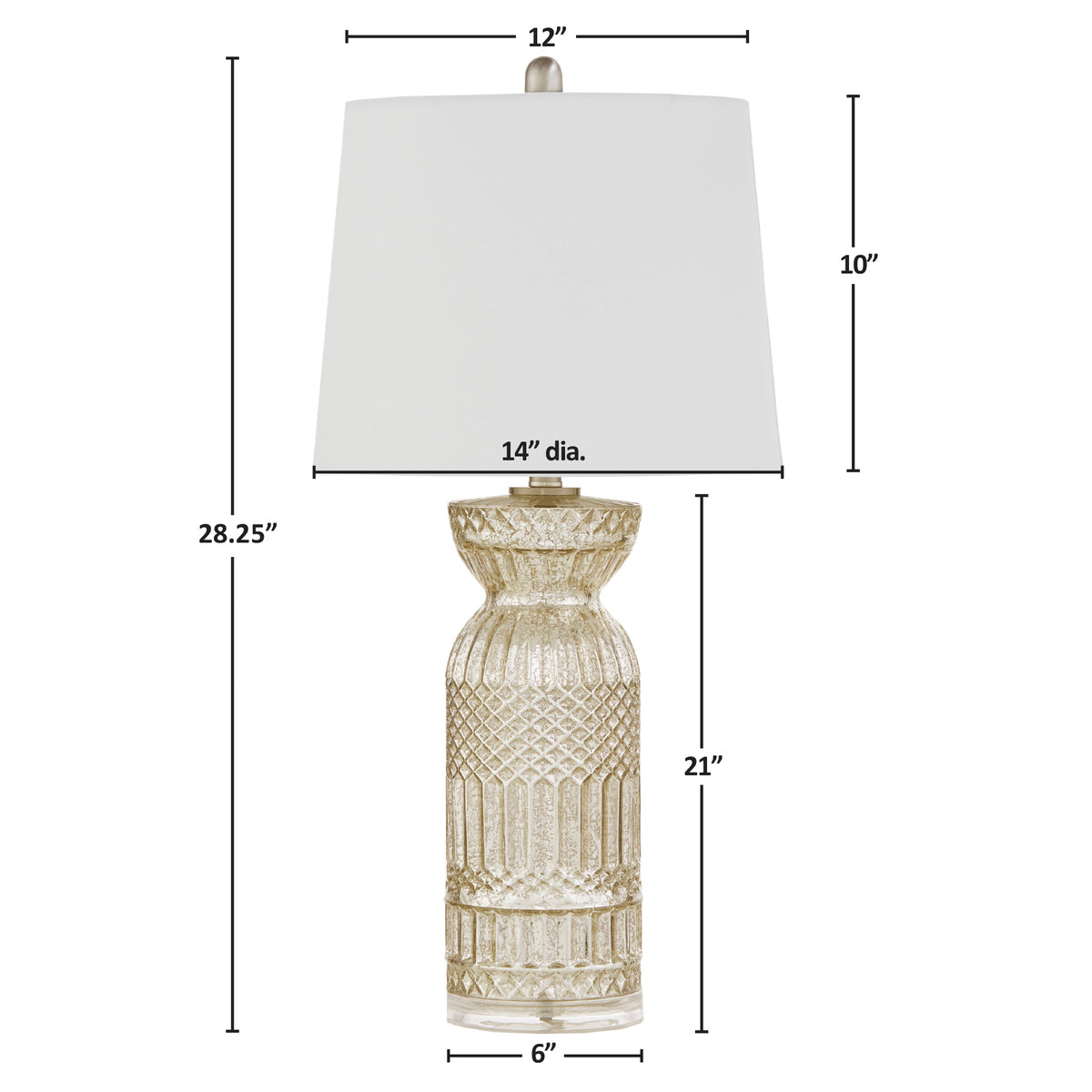 Textured Glass and Acrylic Base Table Lamp Antique Silver See below