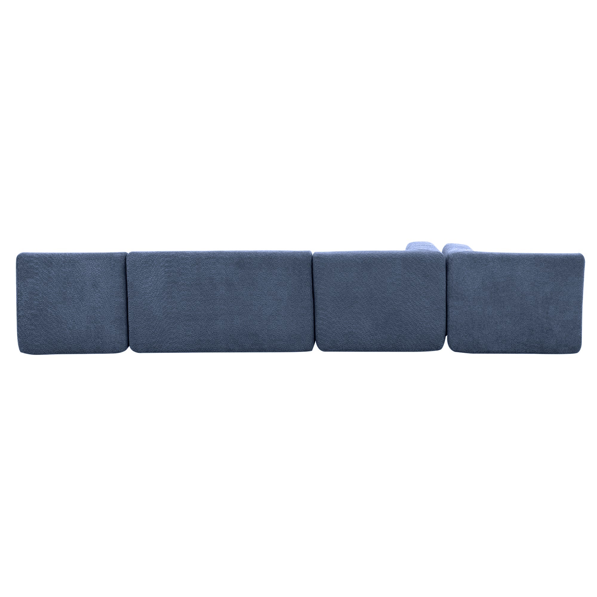 144' Upholstered Sofa Free-combined Sofa Couch with Two Chaise Lounge and Five Back Pillows for Living Room, Blue