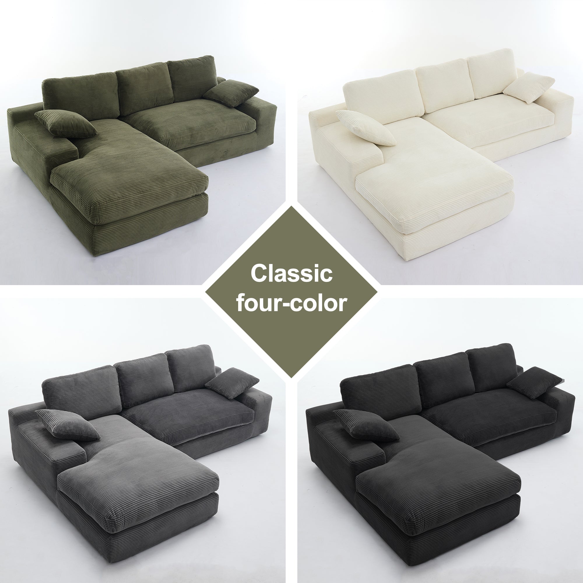 99*69' Modular Sectional Living Room Sofa Set, Modern Minimalist Style Couch, Upholstered Sleeper Sofa for Living Room, Bedroom, 2 PC Free Combination, Installation-free Sofa, L-Shape, Black