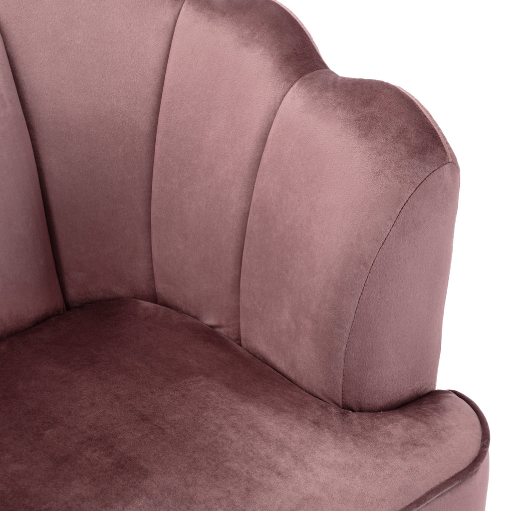 Modern Glam Velvet 3 Seater Sofa with Curvaceous Shell Design in Blush
