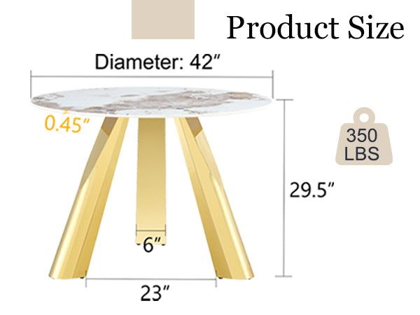 42' Luxury Sintered Stone Table: 0.45' Durable Top + 6' Steel Legs, 350lb Capacity, Stain/Heat-Resistant White/Gray Veined Surface - Modern Minimalist Design