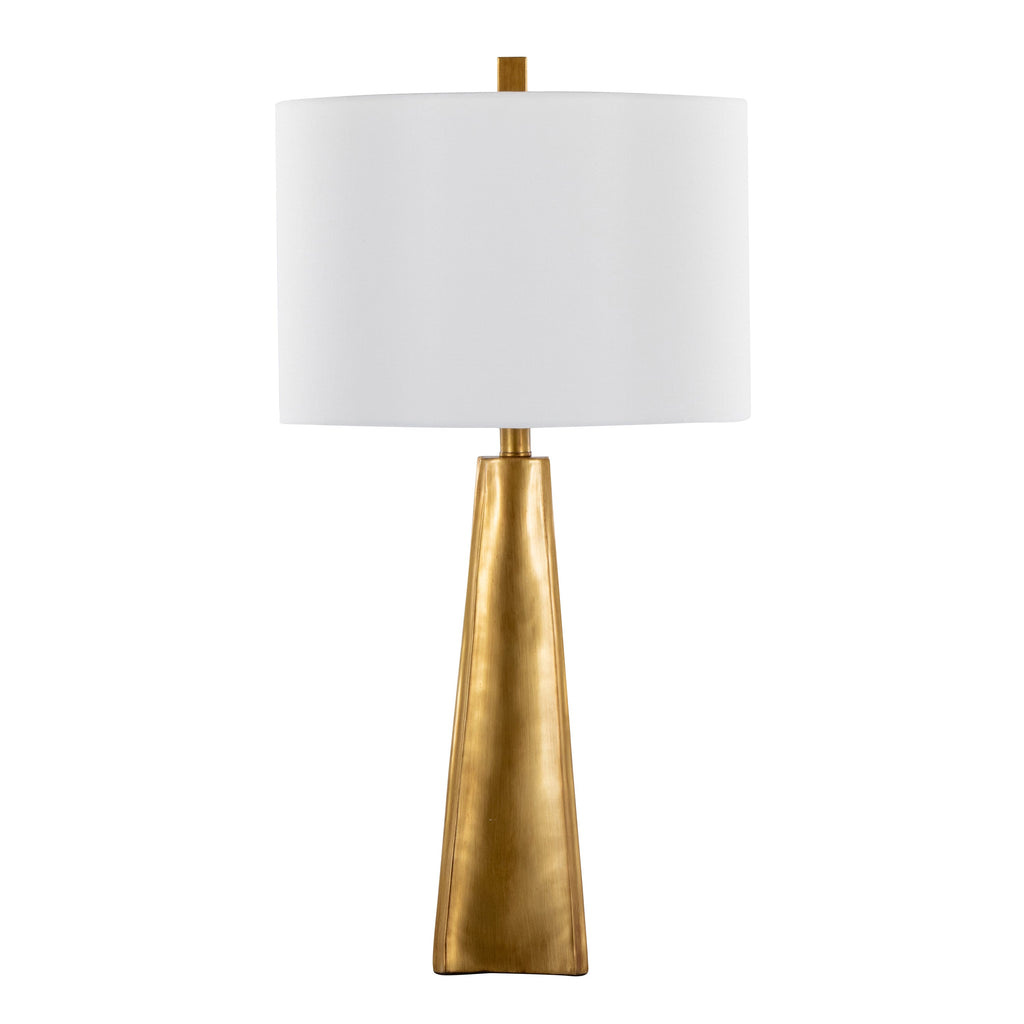 Pompeii 29' Contemporary Polyresin Table Lamp in Gold Polyresin and White Linen by LumiSource
