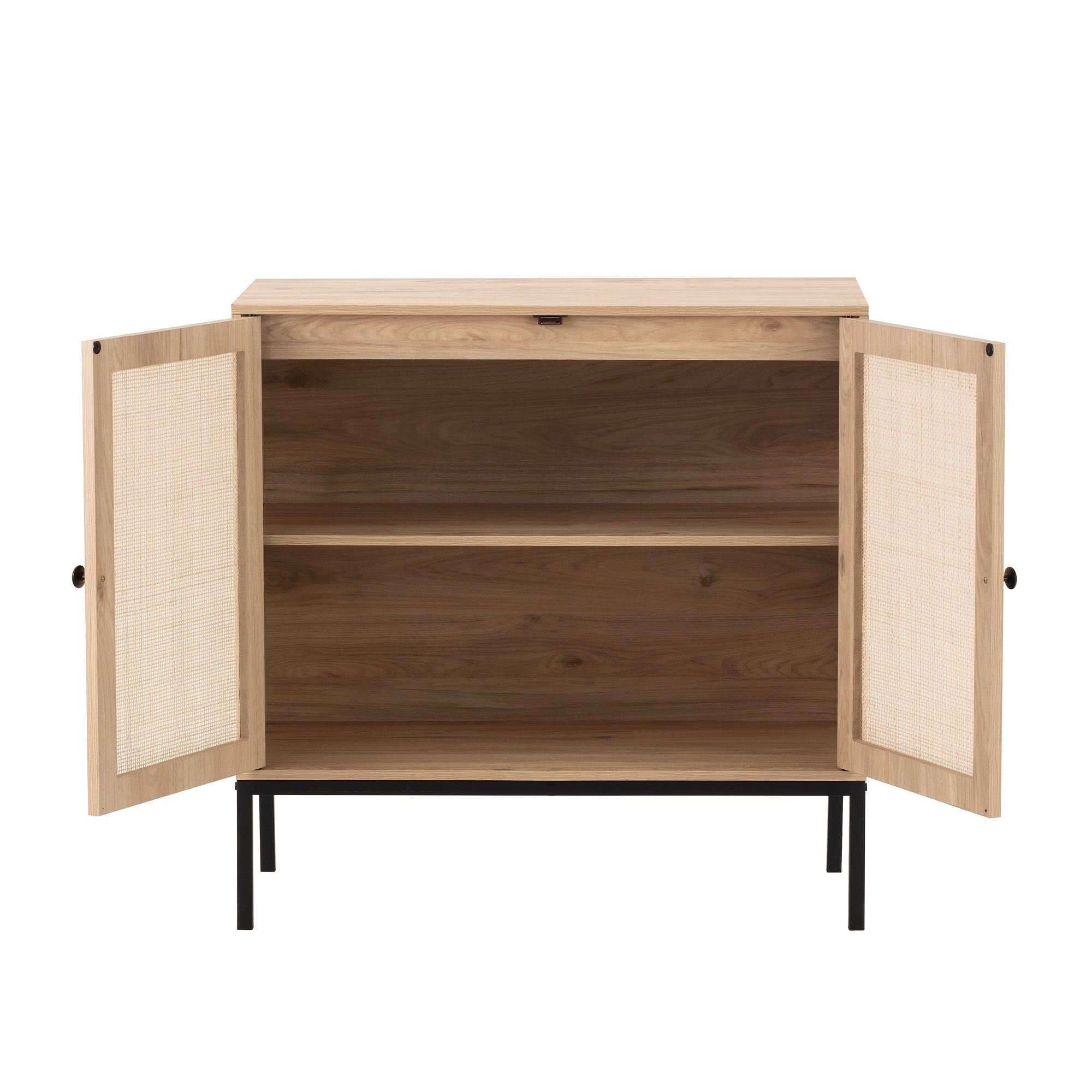 Set of 2 Rolland A Console Table Side Table with Rattan Door