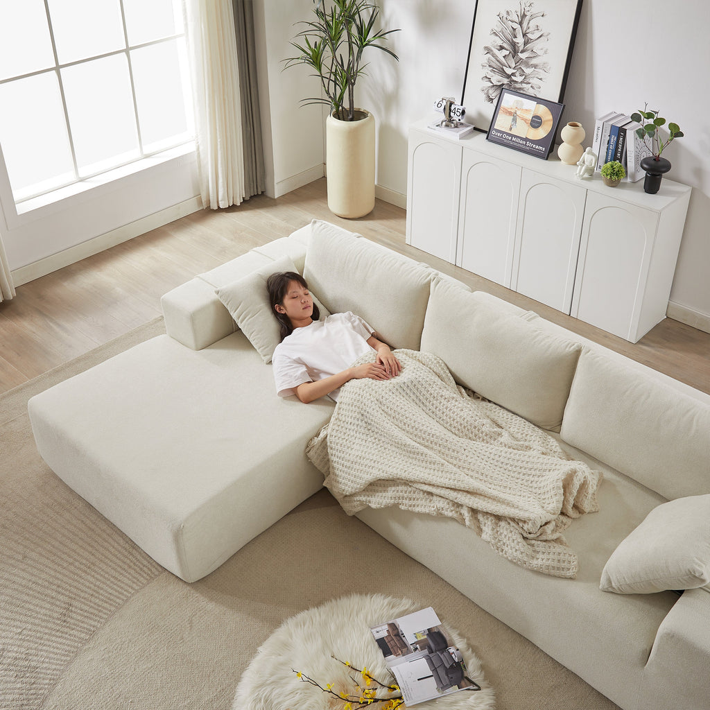 Modern Chenille Upholstered Sectional Sofa Couch Set,Modular 108' L Shaped Sectional Living Room Sofa Set With 6 Pillows,Free Combination Sofa Couch for Living Room,Bedroom(Left Chaise)