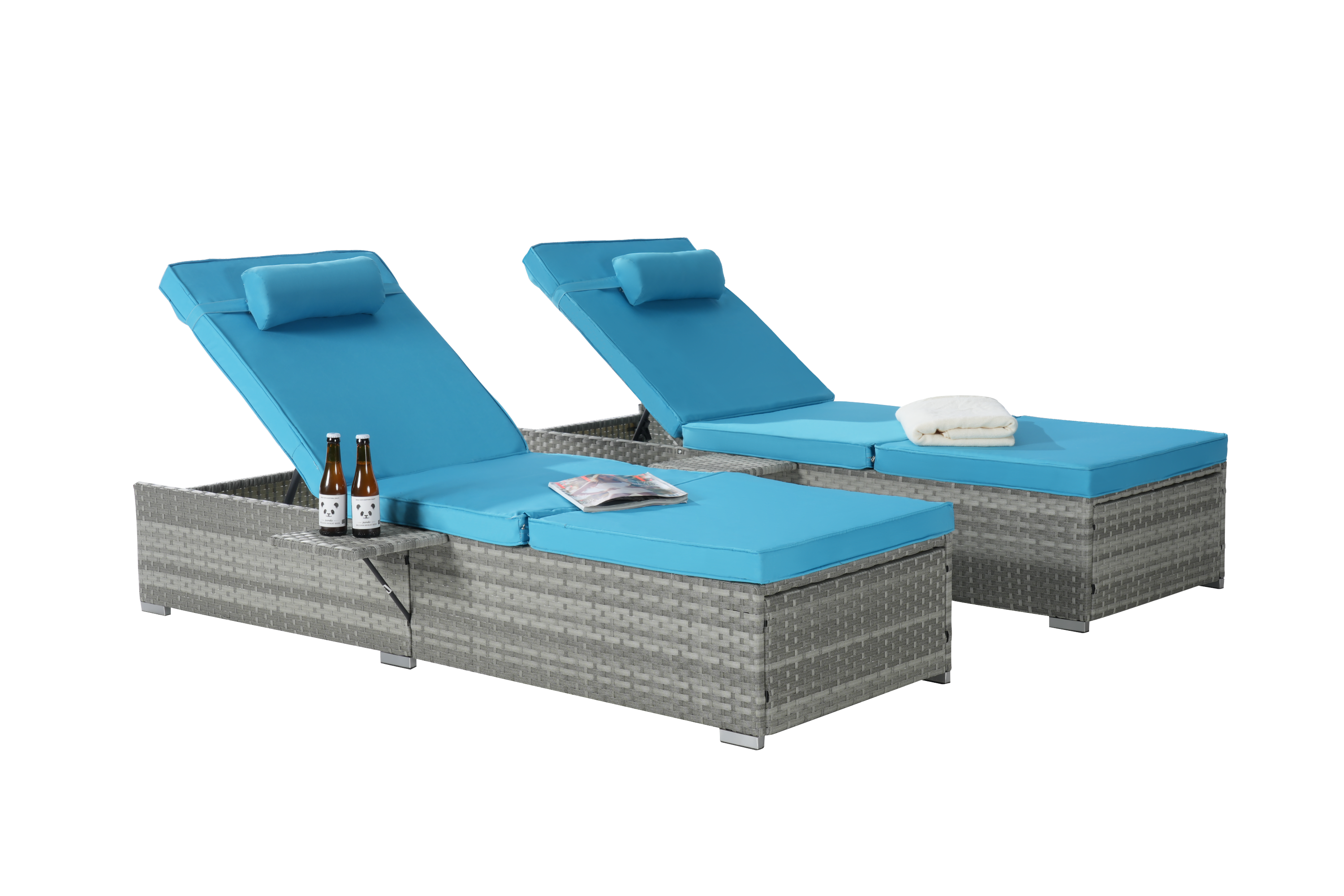 OUTDOOR  SOFA  PE RATTAN FURNITURE  DECK CHAIR GRAY RATTAN