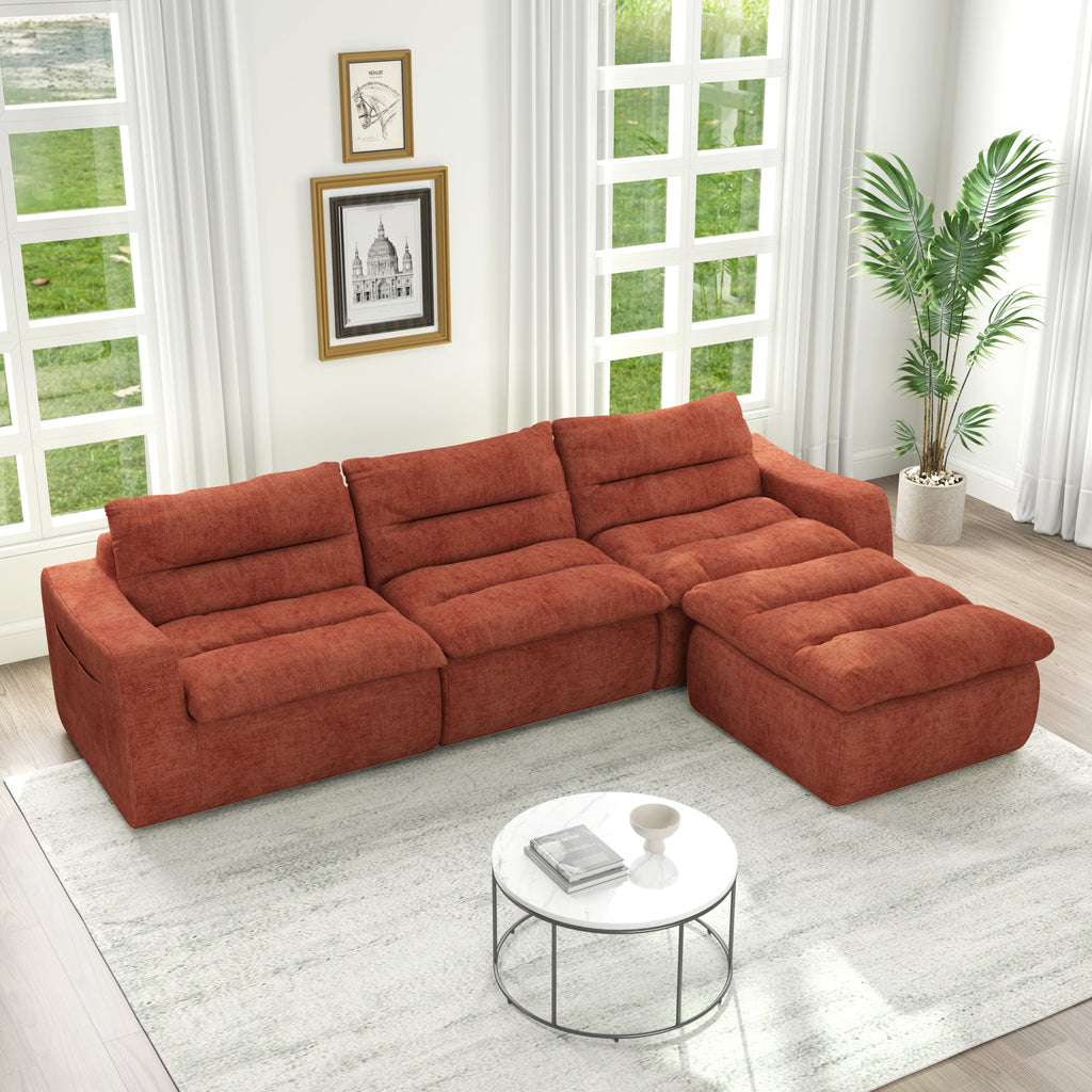 Right sofa seat, L-shaped modular combined sofa, compressed combined sofa, modern lazy style comfortable beanbag sofa-Orange