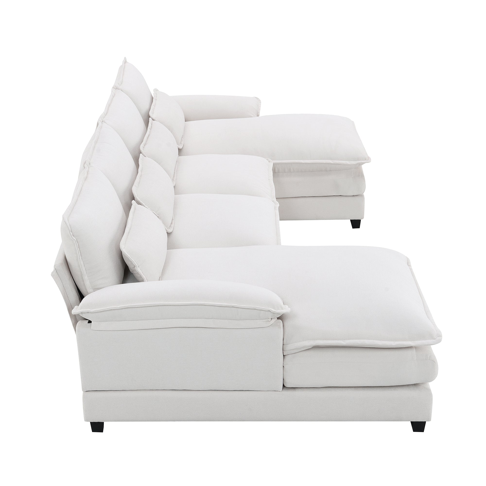 110*55' Modern U-shaped Sectional Sofa with Waist Pillows,6-seat Upholstered Symmetrical Sofa Furniture,Sleeper Sofa Couch with Chaise Lounge for Living Room,Apartment,5 Color