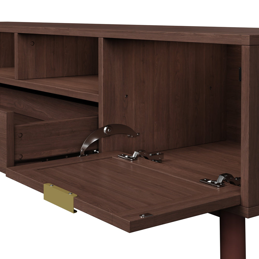Wood Fashionable TV Stand for 75' TVs, TV Cabinet with Soft-Closing Door and Drop-Down Door Cabinet, Modern TV Consoles for Living Room, Bedroom