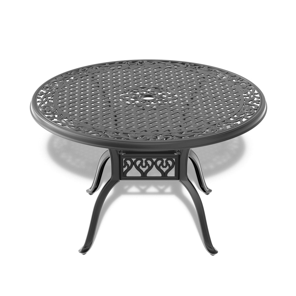 7-Piece Set Of All-Weather Cast Aluminum Dining Furniture Set With Black Frame