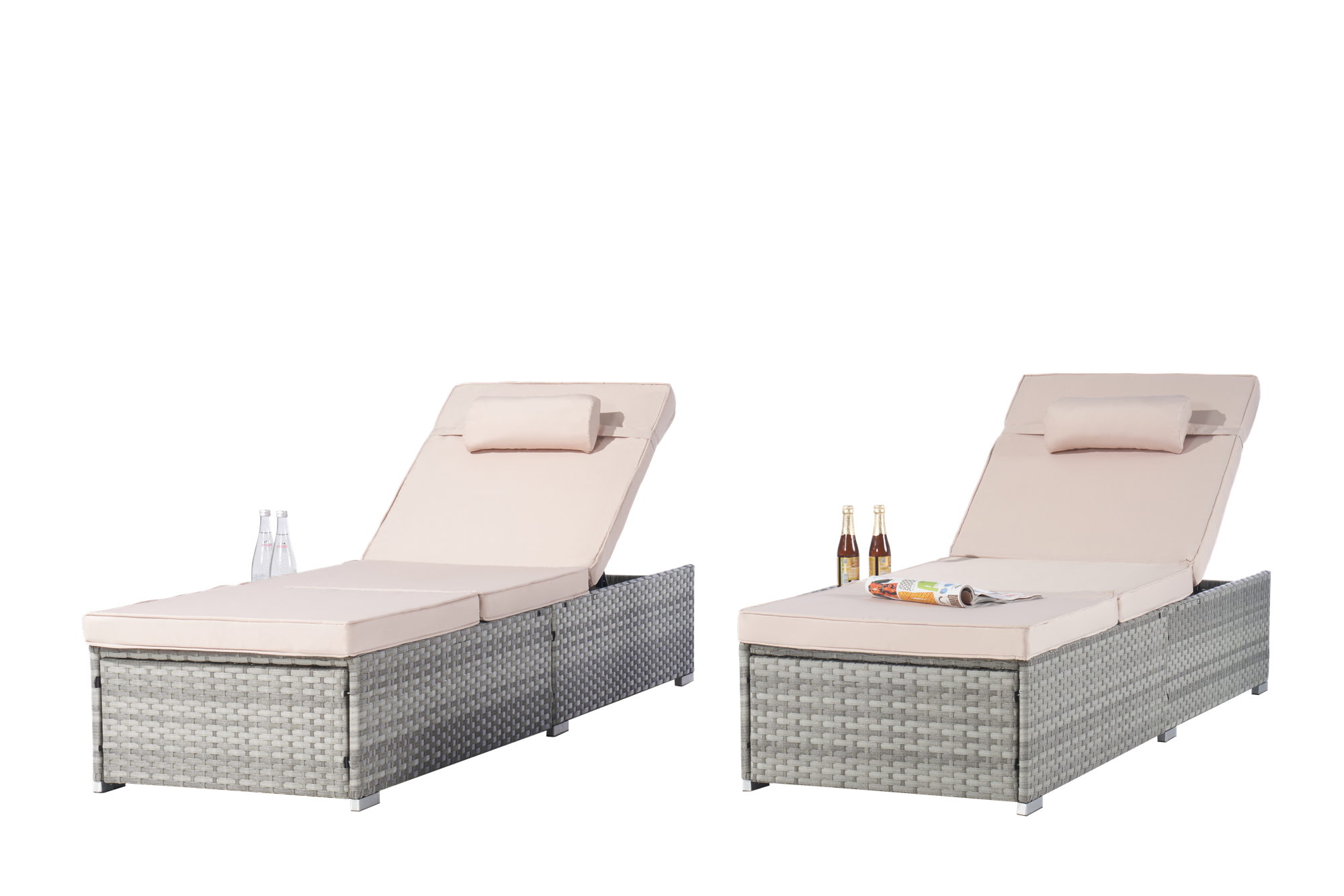 OUTDOOR  SOFA  PE RATTAN FURNITURE  DECK CHAIR GRAY RATTAN